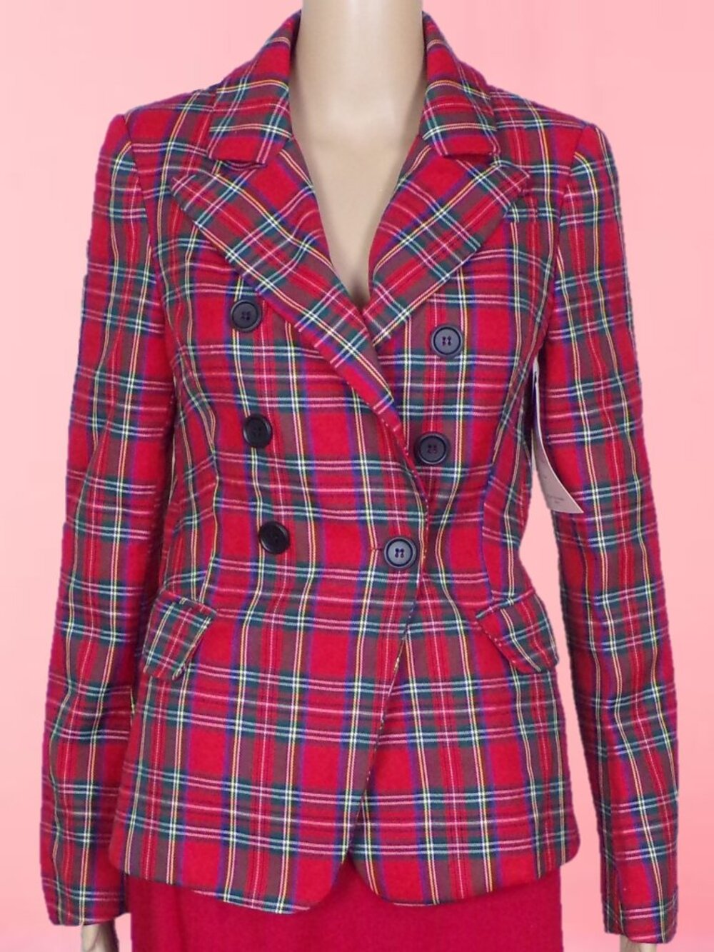 PETAL ROZ size S multicolor plaid blazer polyester/rayon/spandex hand wash